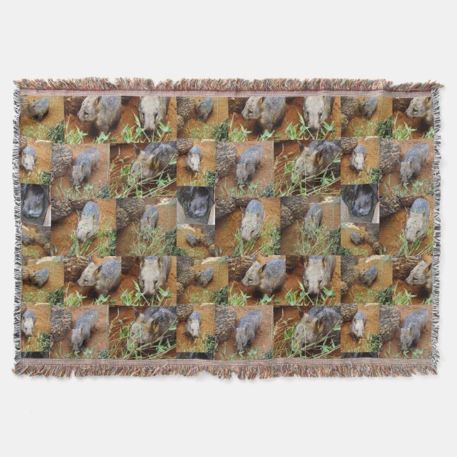 Wombat Photo Collage, Throw Blanket (Front)