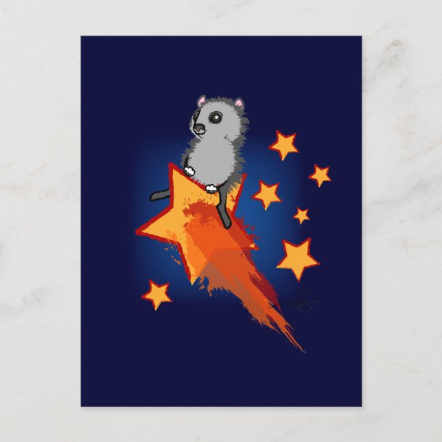 Wombat Riding A Shooting Star Postcard (Front)