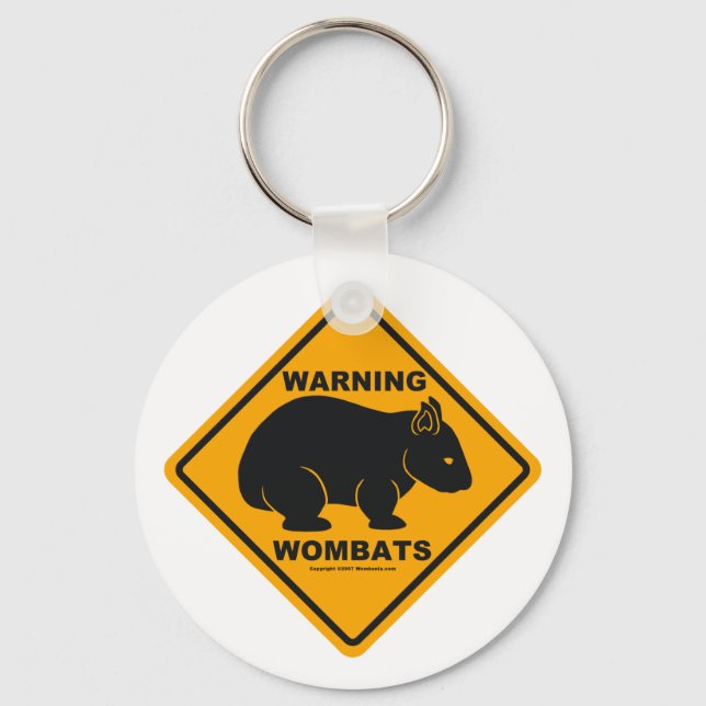 Wombat Warning Sign Key Ring (Front)