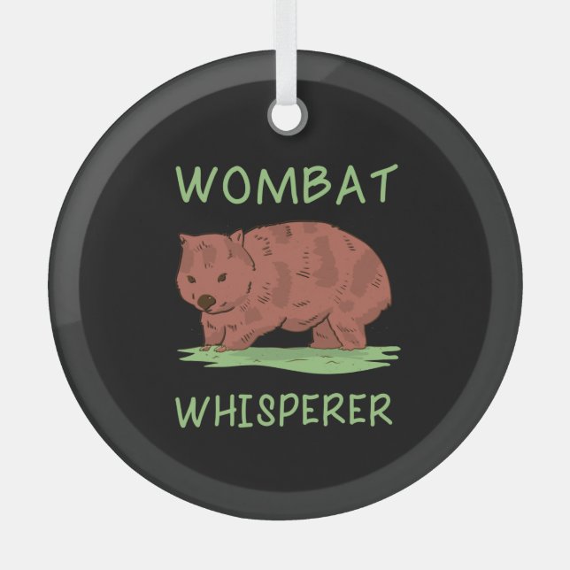 Wombat Whisperer Glass Tree Decoration (Front)
