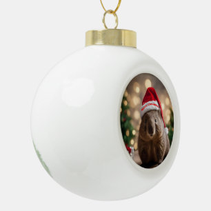"Wombat Wonderland: A Cozy Christmas Eve" Ceramic Ball Christmas Ornament