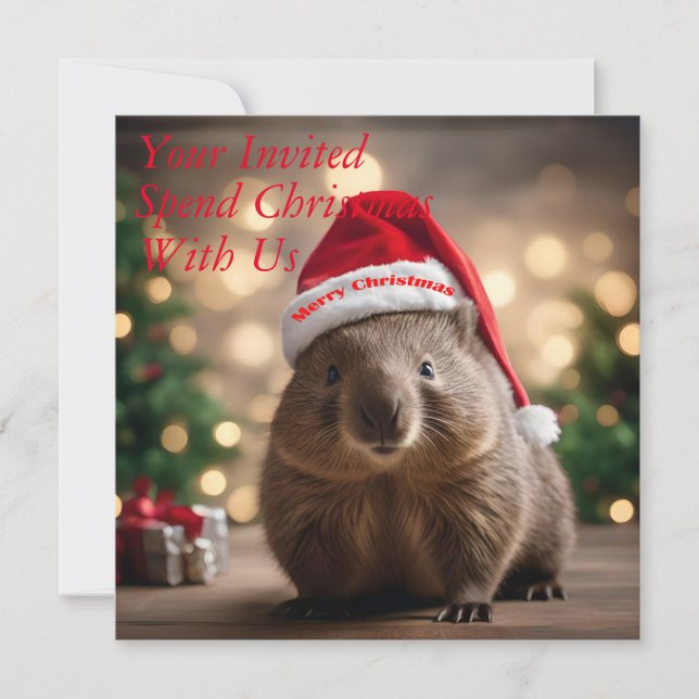 "Wombat Wonderland: A Cozy Christmas Eve" Invitation (Front)