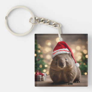 "Wombat Wonderland: A Cozy Christmas Eve" Key Ring