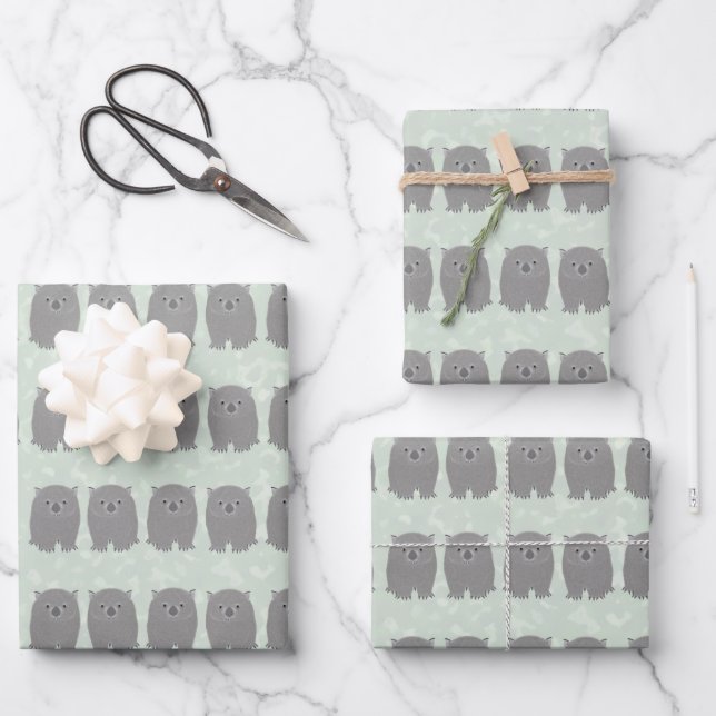 Wombat Wrapping Paper Sheets (Front)