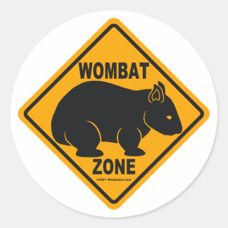 Wombat Zone Sign Classic Round Sticker