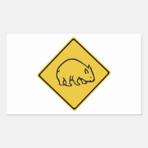 Wombats Crossing, Traffic Warning Sign, Australia Rectangular Sticker