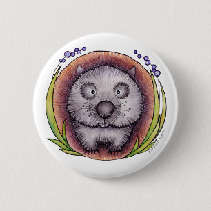 'Wombie' the wombat button badge