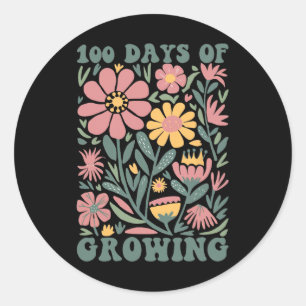 Women 100th Day Of Growing 100 Days Of School Boho Classic Round Sticker