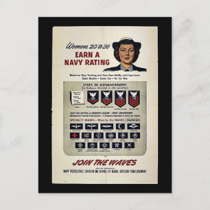 Women 20 To 36 Earn A Navy Rating Postcard