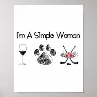 Women#39;s I#39;m A Simple Woman Wine Hockey Dogs 