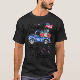 Women 4th July American Flag Patriotic Blessed Mum T-Shirt