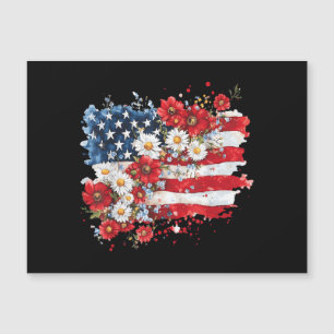 Women 4th of July Floral American Flag Wildflowers