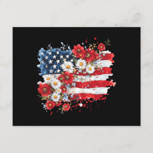 Women 4th of July Floral American Flag Wildflowers Enclosure Card