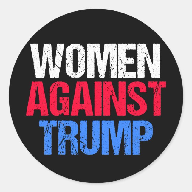 Women Against Trump 2024 Election Black Classic Round Sticker (Front)