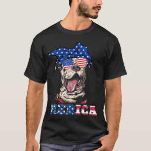 Women American Flag Pitbull Independence Day T-Shirt