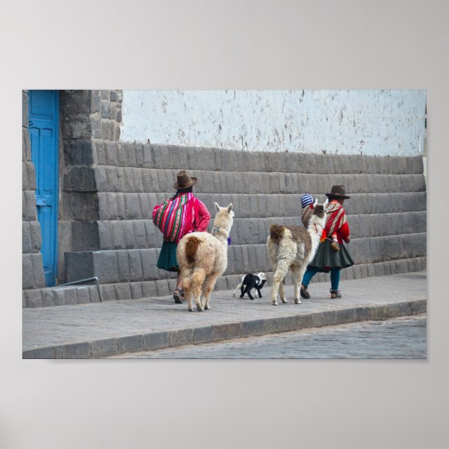 Women and Alpacas, Cusco, Peru Poster (Front)