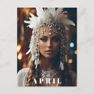 *~ Women AP53 Boho APRIL BIRTHDAY DIAMOND Postcard