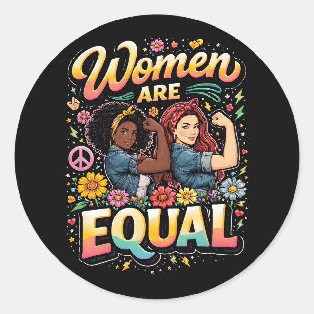 Women Are Equal Classic Round Sticker (Front)
