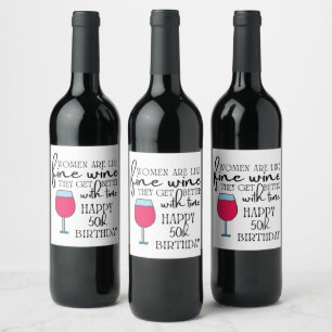 Women Are Like Wine 50th Birthday Labels