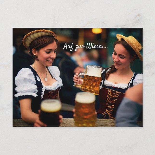 Women at the Oktoberfest. O'Zapft is! Postcard (Front)