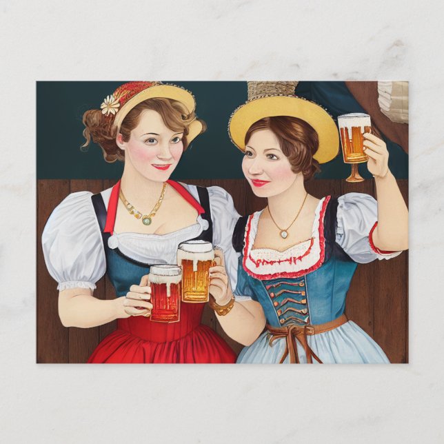 Women at the Oktoberfest. O'Zapft is! Postcard (Front)