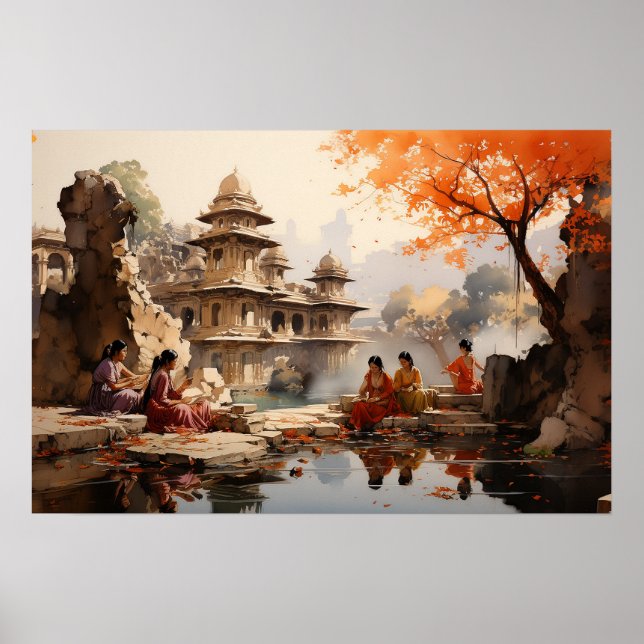 Women at the Raja's summer estate Poster (Front)