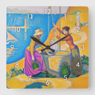 Women at the Well, Signac Square Wall Clock