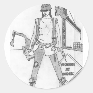 Women at Work Classic Round Sticker
