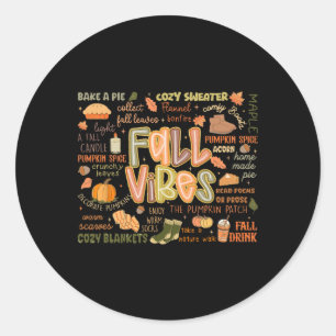 Women Autumn Coquette Bow Fall Vibes Pumpkin Thank Classic Round Sticker