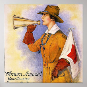 Women Awake!~ Vintage World War 1. Poster