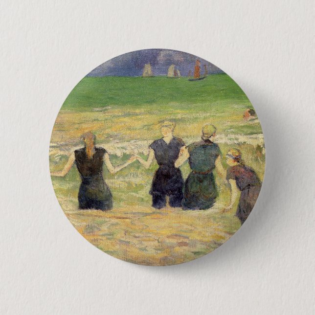 Women Bathing Dieppe by Paul Gauguin 6 Cm Round Badge (Front)
