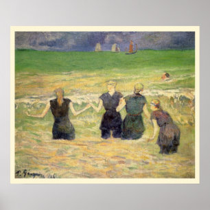 Women Bathing Dieppe by Paul Gauguin Poster