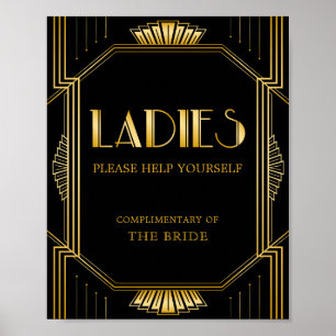 Women Bathroom Basket Sign   Gatsby Art Deco