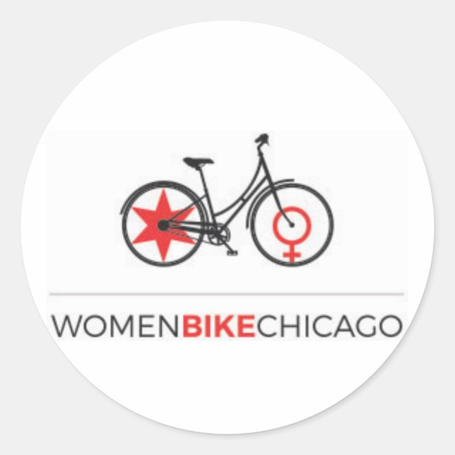 Women Bike Chicago - Step-Through Design Stickers (Front)