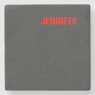 Women Black Colour Your Name Customise Gift  Stone Coaster