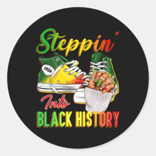 Women Black History Steppin Into Afro African Snea Classic Round Sticker