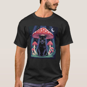 Women Black Panther Cottagcore Mushroom Hat Grunge T-Shirt