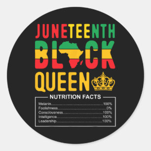 Women Black Queen Nutritional Facts 1865 Gifts Classic Round Sticker