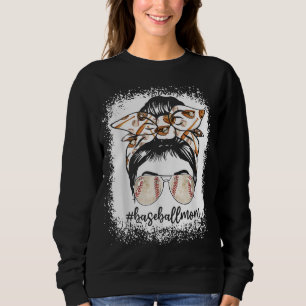 Women Bleached Baseball Mum Messy Bun Baseball Lov Sweatshirt
