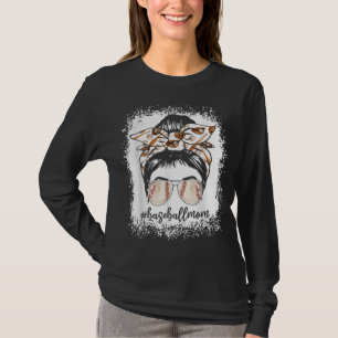 Women Bleached Baseball Mum Messy Bun Baseball Lov T-Shirt
