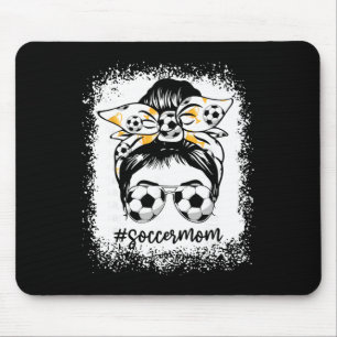 Women Bleached Soccer Mum Messy Bun Soccer Lover Mouse Pad