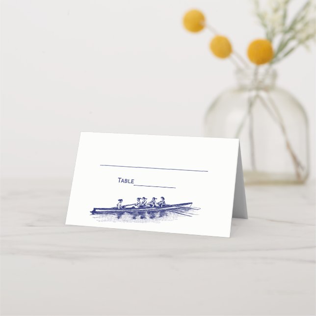Women Blue Rowing Rowers Crew Team Water Sports Place Card (Front)