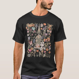 Women Boho Botanical Flower Wildflower Summer Flor T-Shirt
