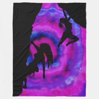 women bouldering in the abstract fleece blanket