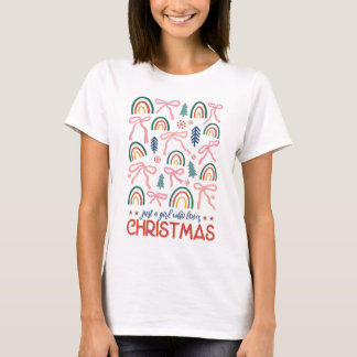 Women bow christmas T shirt, women christmas gift T-Shirt