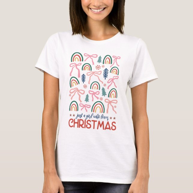 Women bow christmas T shirt, women christmas gift T-Shirt (Front)