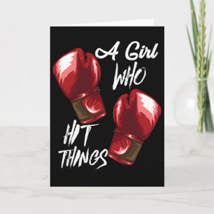Women Boxing Kickboxing A Girl Who Hit Things Card