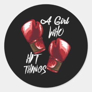 Women Boxing Kickboxing A Girl Who Hit Things Classic Round Sticker