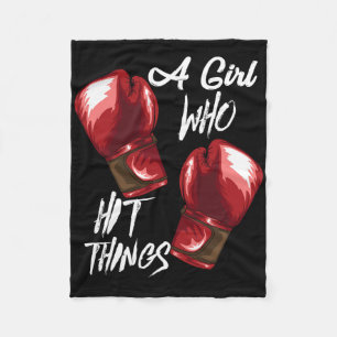Women Boxing Kickboxing A Girl Who Hit Things Fleece Blanket