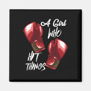Women Boxing Kickboxing A Girl Who Hit Things Magnet